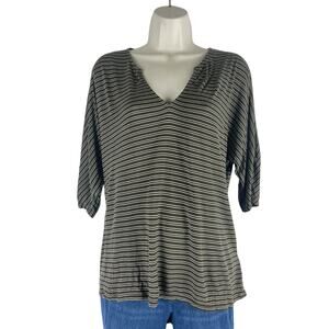 Soft Joie 3/4 Dolman Sleeves V Neck Striped Casual Top Green Size XS